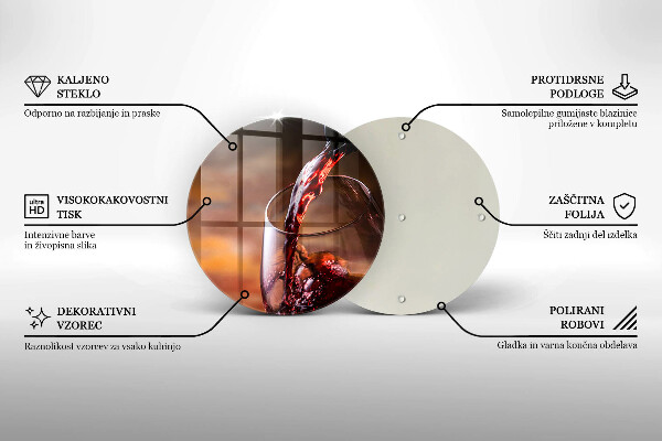 Üveg vágódeszka Vörösbor és egy pohár