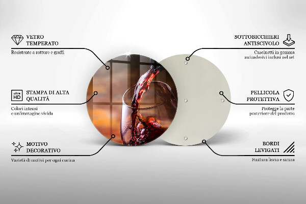 Üveg vágódeszka Vörösbor és egy pohár