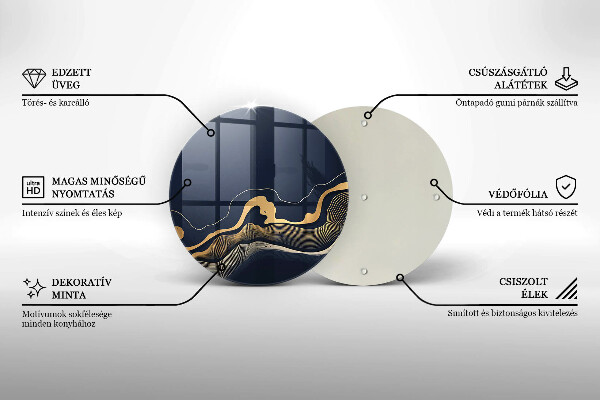 Üveg vágódeszka Absztrakt arany vonalak