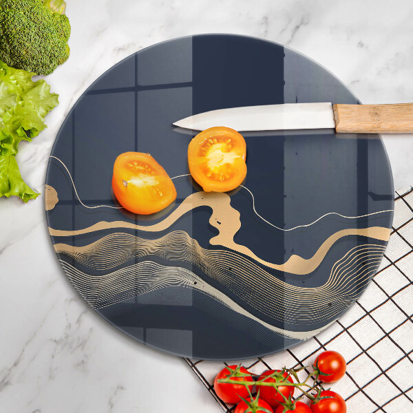 Üveg vágódeszka Absztrakt arany vonalak