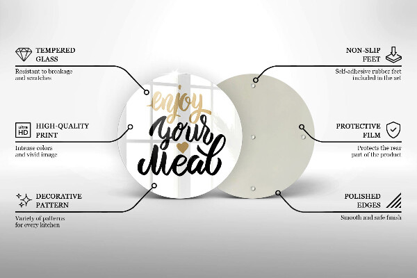 Üveg vágódeszka Felirat Enjoy your meal