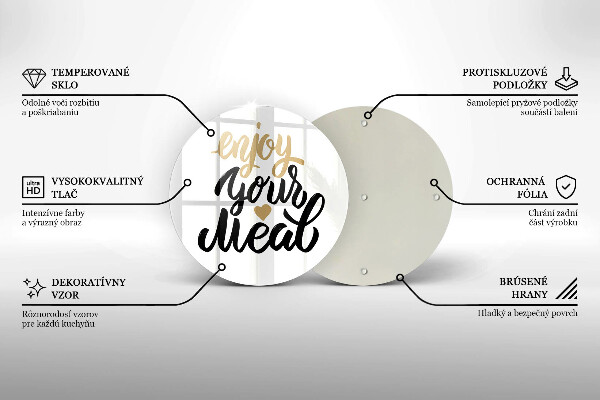 Üveg vágódeszka Felirat Enjoy your meal