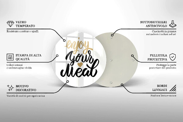 Üveg vágódeszka Felirat Enjoy your meal