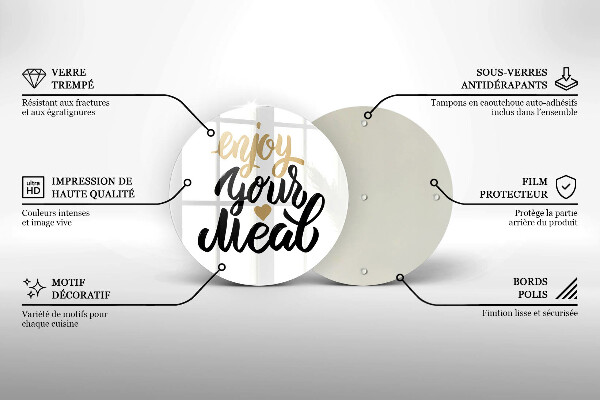 Üveg vágódeszka Felirat Enjoy your meal