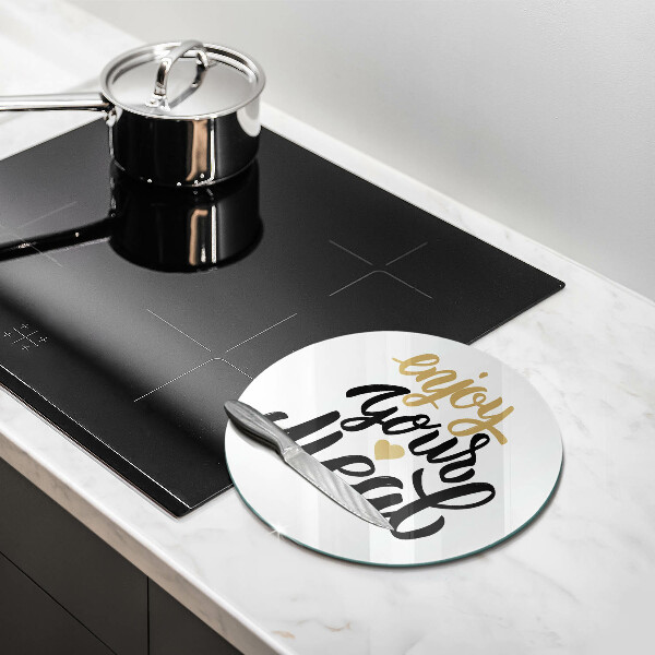 Üveg vágódeszka Felirat Enjoy your meal