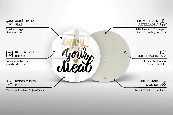 Üveg vágódeszka Felirat Enjoy your meal