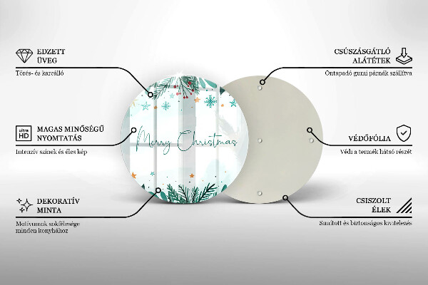 Üveg vágódeszka Merry Christmas