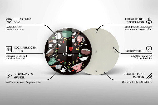 Üveg vágódeszka Illusztráció Imádom a konyhát