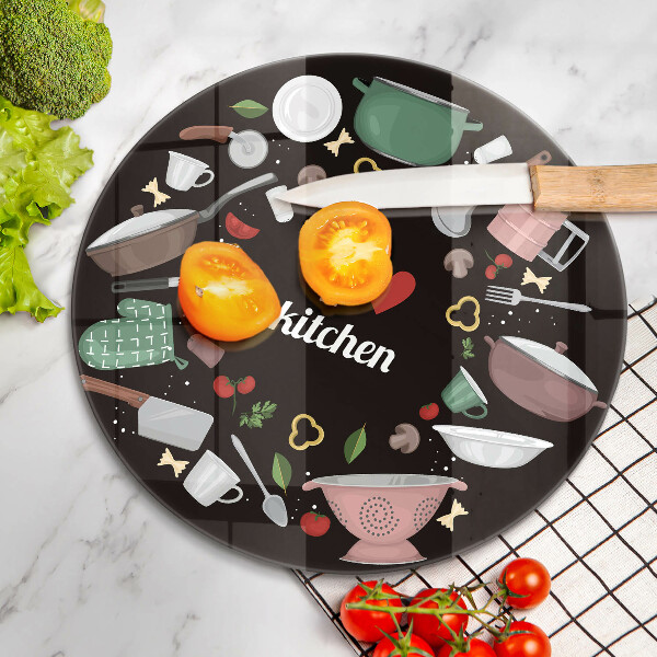 Üveg vágódeszka Illusztráció Imádom a konyhát