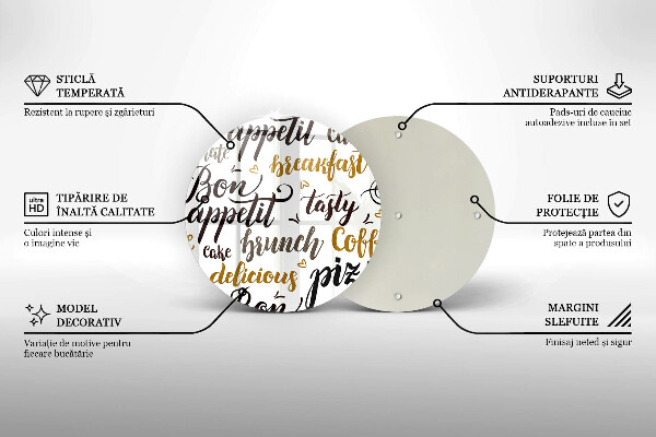 Üveg vágódeszka Bon appetit feliratok
