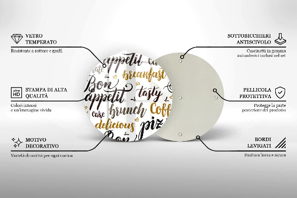 Üveg vágódeszka Bon appetit feliratok