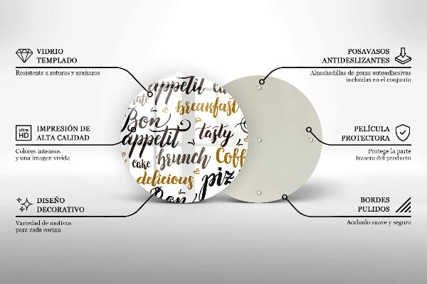 Üveg vágódeszka Bon appetit feliratok