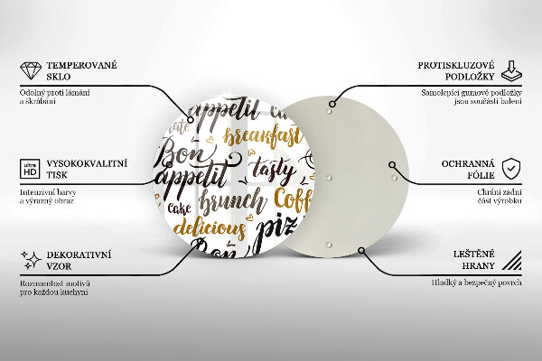 Üveg vágódeszka Bon appetit feliratok