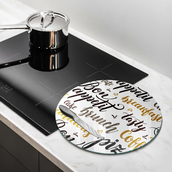 Üveg vágódeszka Bon appetit feliratok