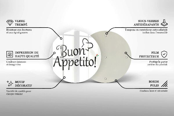 Üveg vágódeszka Buon Appetito!