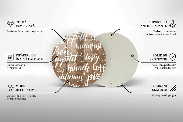 Üveg vágódeszka Bon appetit feliratok