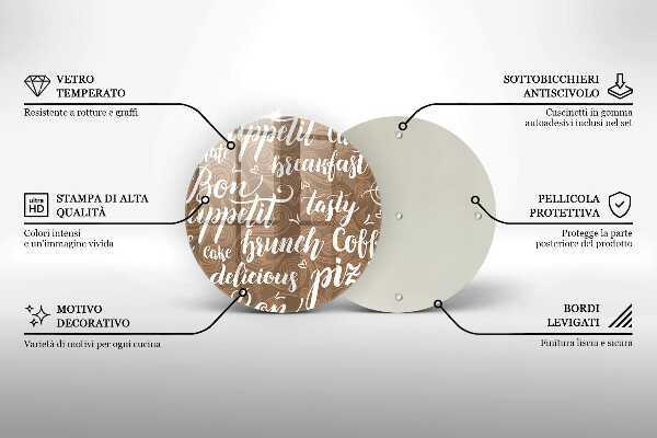 Üveg vágódeszka Bon appetit feliratok