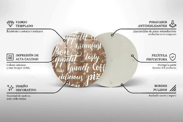 Üveg vágódeszka Bon appetit feliratok