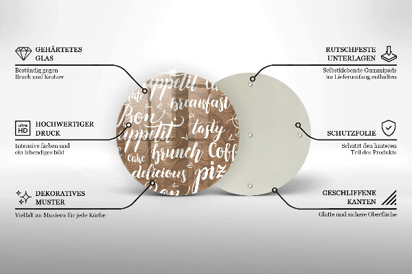 Üveg vágódeszka Bon appetit feliratok