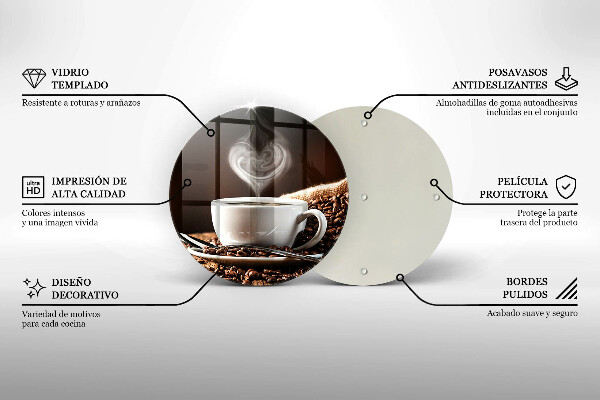 Üveg vágódeszka Kávé és egy csésze
