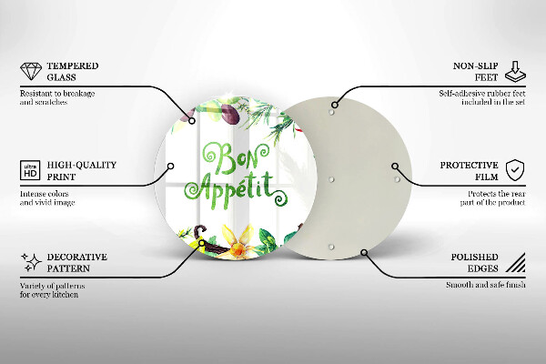 Üveg vágódeszka Bon Appetit felirat