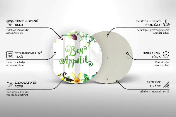 Üveg vágódeszka Bon Appetit felirat