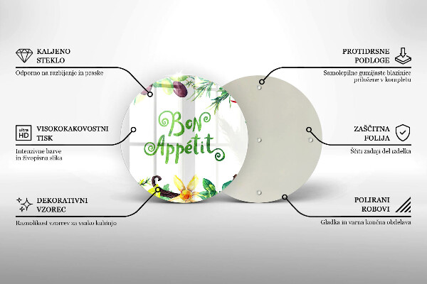 Üveg vágódeszka Bon Appetit felirat