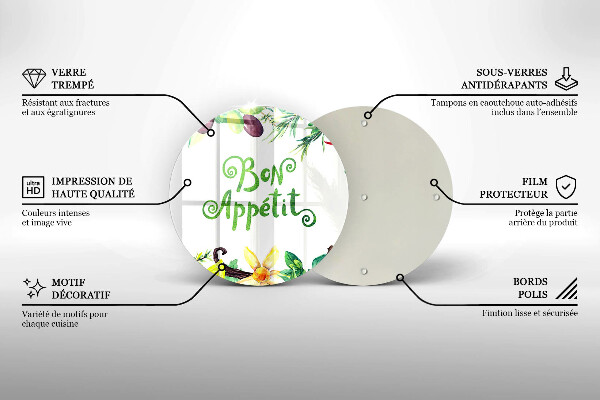 Üveg vágódeszka Bon Appetit felirat