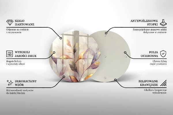 Üveg vágódeszka Festett boho levelek