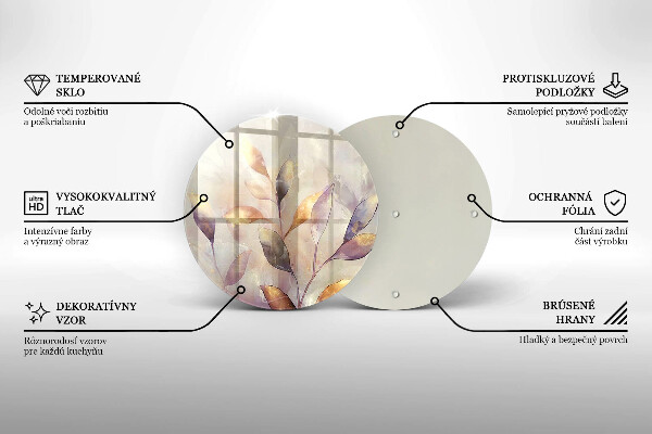 Üveg vágódeszka Festett boho levelek