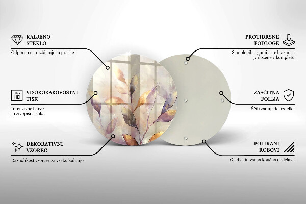 Üveg vágódeszka Festett boho levelek