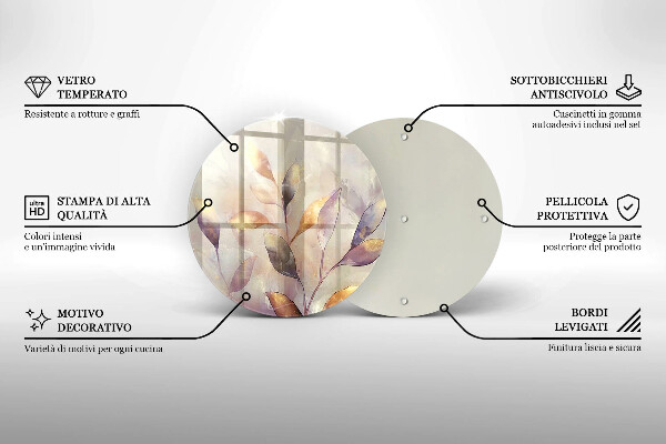 Üveg vágódeszka Festett boho levelek