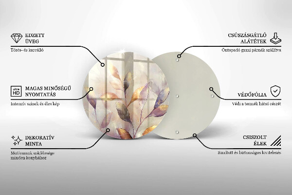 Üveg vágódeszka Festett boho levelek