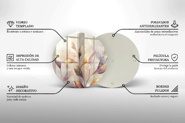 Üveg vágódeszka Festett boho levelek