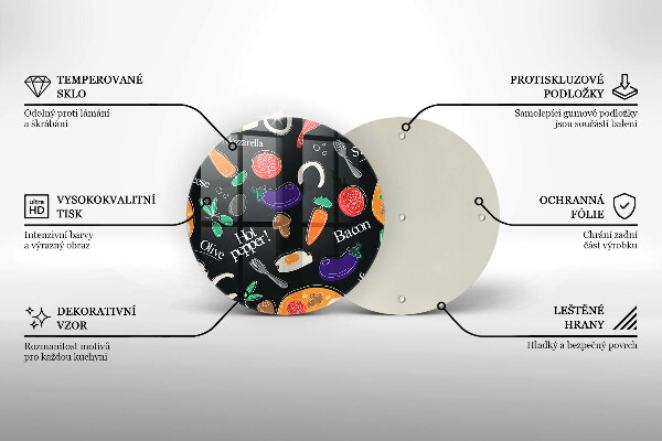 Üveg vágódeszka Élelmiszer illusztráció