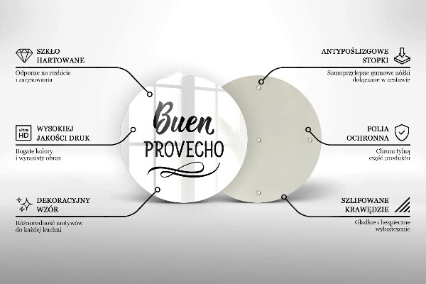 Üveg vágódeszka Buen provecho