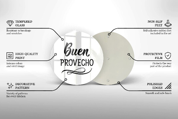 Üveg vágódeszka Buen provecho