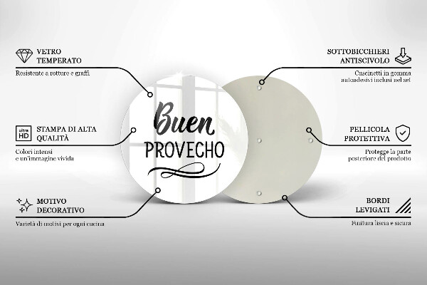 Üveg vágódeszka Buen provecho