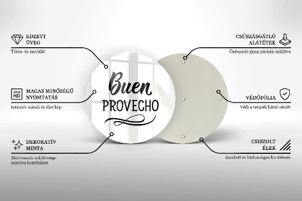 Üveg vágódeszka Buen provecho