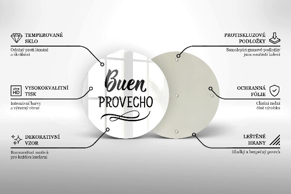 Üveg vágódeszka Buen provecho