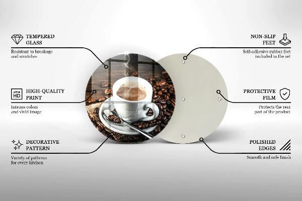 Üveg vágódeszka Csésze és kávébab