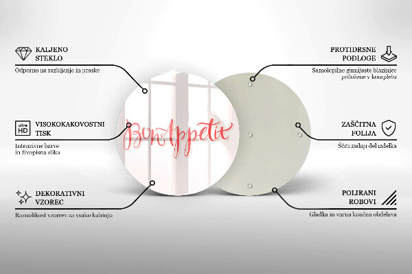 Üveg vágódeszka Bon Appetit konyha jele