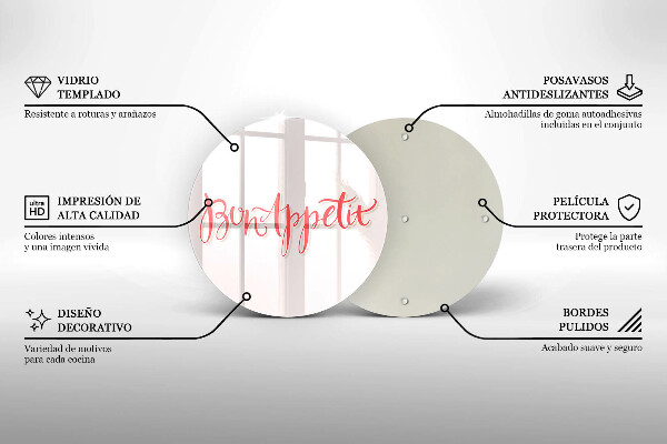 Üveg vágódeszka Bon Appetit konyha jele