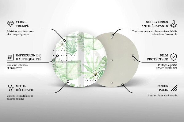 Üveg vágódeszka Akvarell levelek