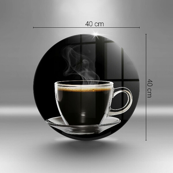 Üveg vágódeszka Egy pohár forró kávé