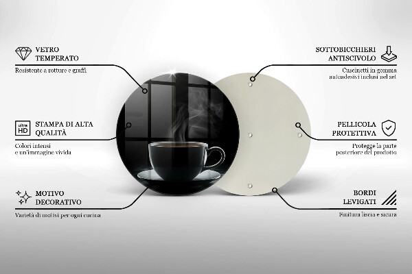 Üveg vágódeszka Forró csésze kávé