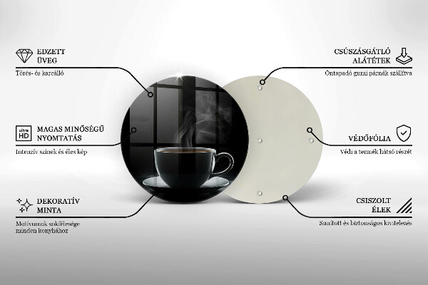 Üveg vágódeszka Forró csésze kávé