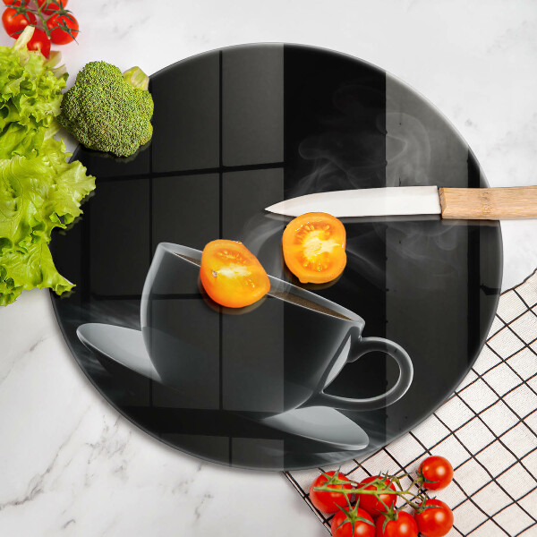 Üveg vágódeszka Forró csésze kávé