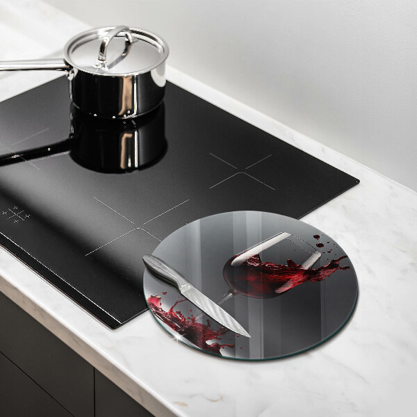 Üveg vágódeszka Vörösbor egy pohárban