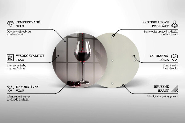 Üveg vágódeszka Üveg és szőlő